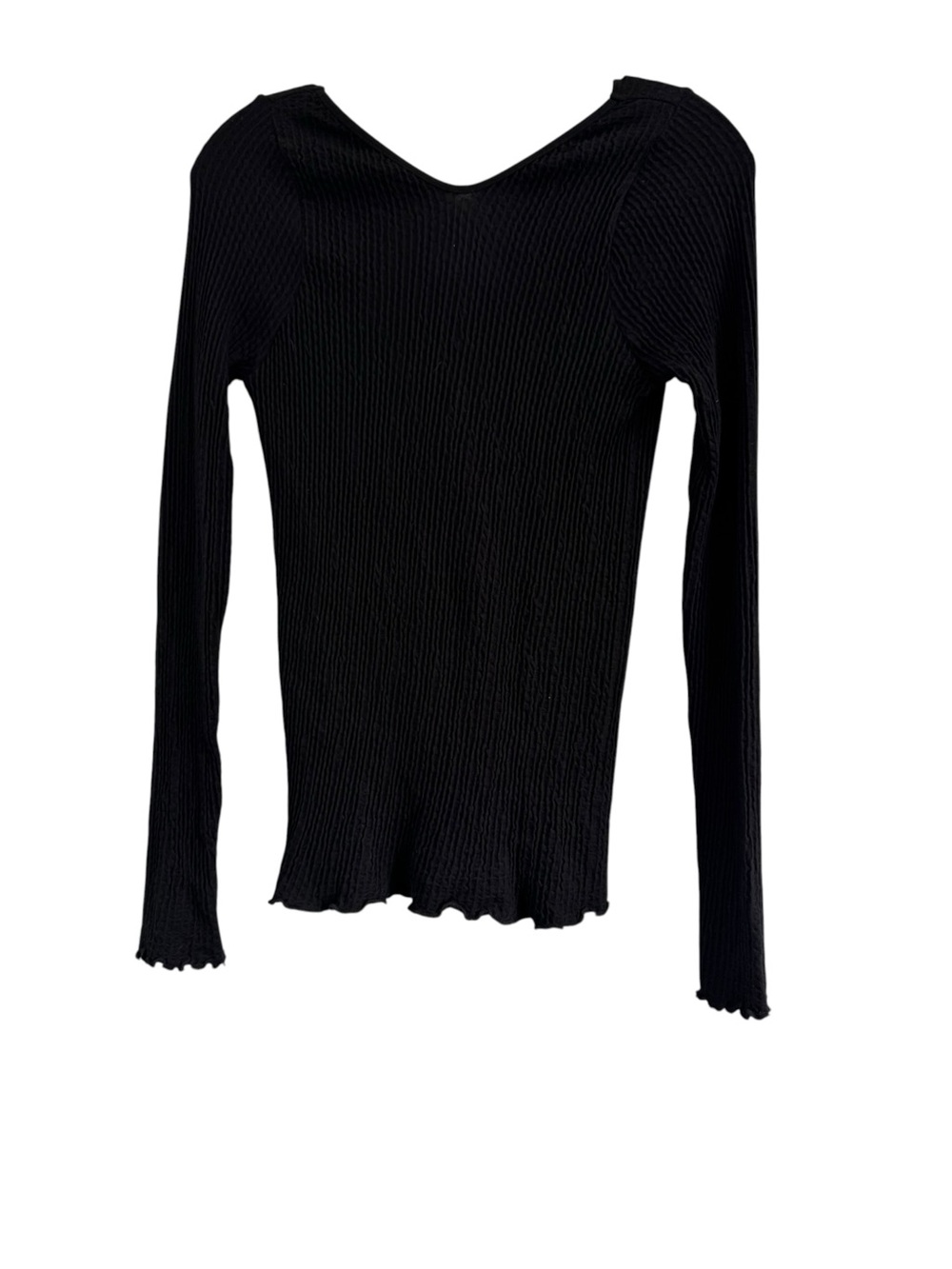 Free People Intimately V-Neck Stretch Knit Black Top Long Sleeve Sz M/L NEW